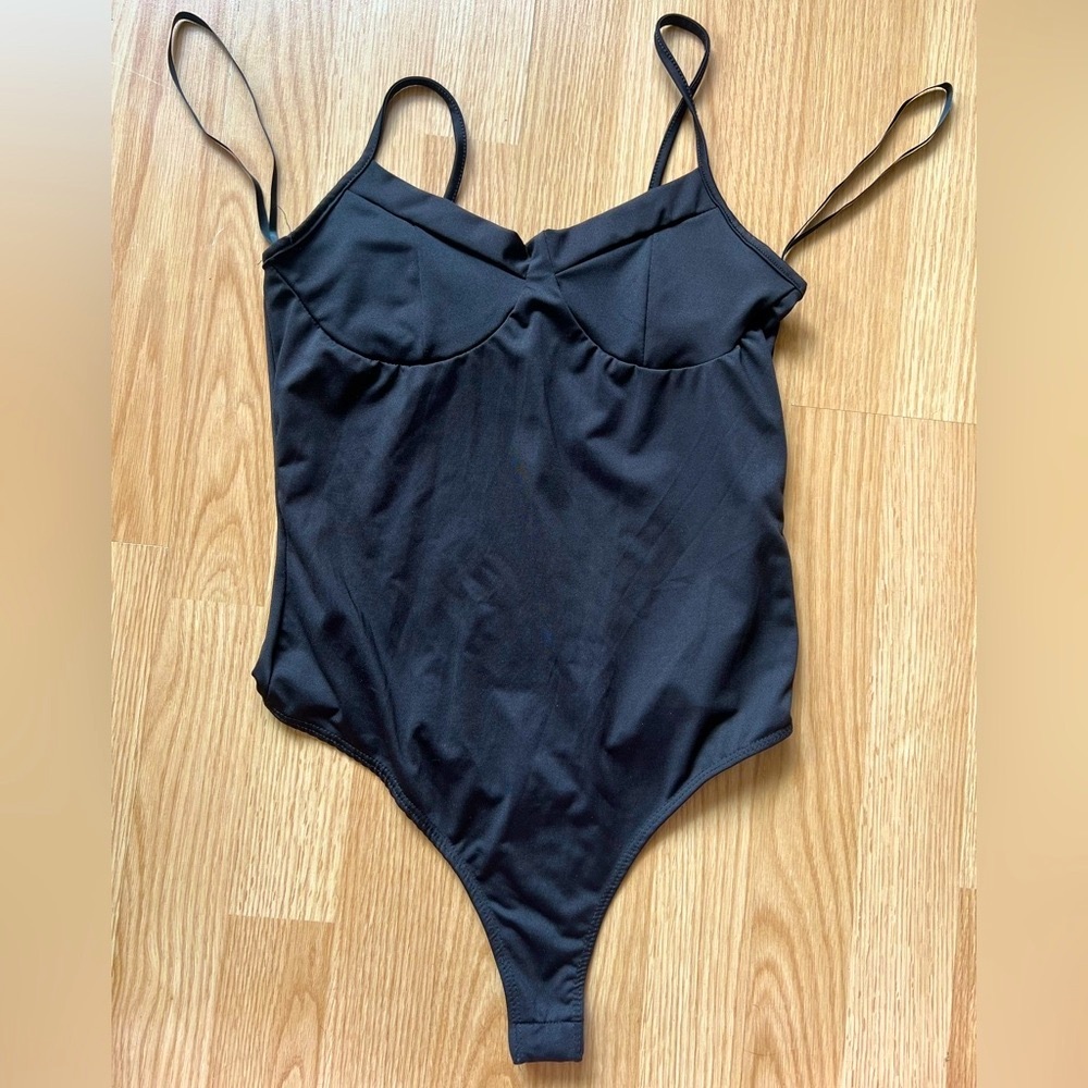 Black Spaghetti Strap Bodysuit